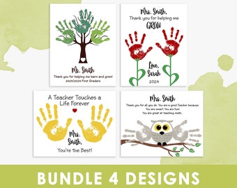 handprint art craft / bundle / teacher gift / set / personalized / thank you for helping me grow / preschool teacher graduation gift, 2023