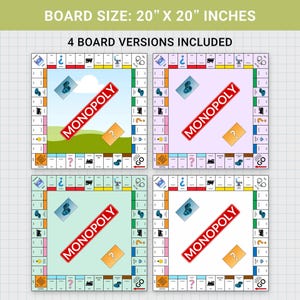 Monopoly Game Editable Canva Blank Template, Bundle, Custom Monopoly Board Game, Personalized, DIY, PDF, Instant Download