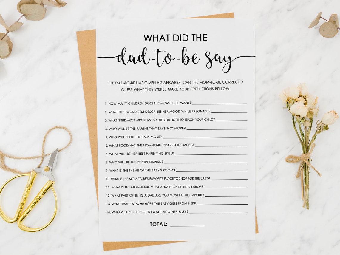 What did the dad say baby shower game rustic kraft Etsy