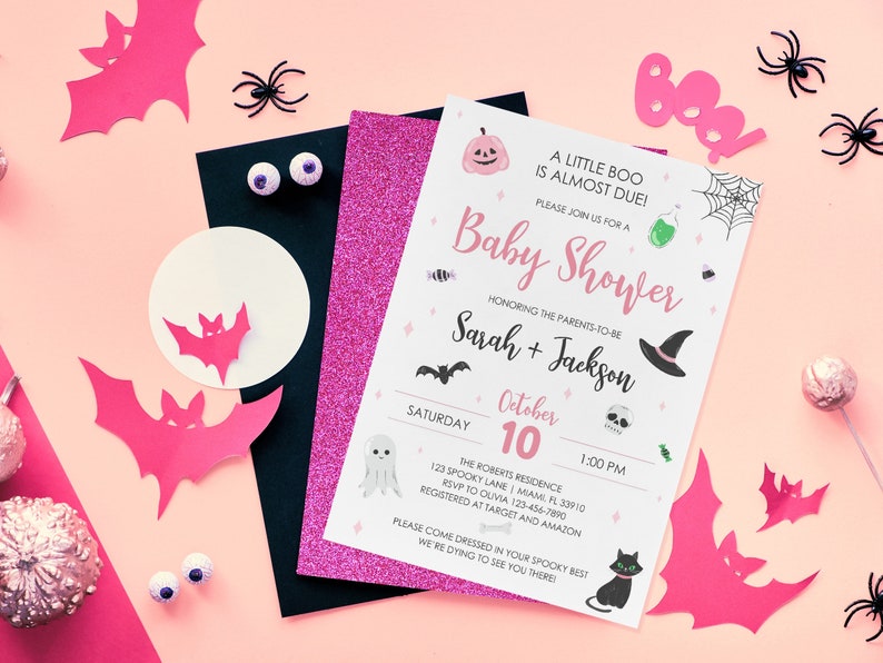 EDITABLE halloween baby shower invitation template pastel Etsy