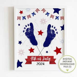 4th of july, footprint art, DIY, crafts for baby | kids | toddler, Independence day, DIY decor, preschool activities, instant download
