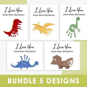 handprint art craft, I love you more than dinosaurs, DIY, gift from baby | kids | toddler, dinosaurs nursery, printable poster