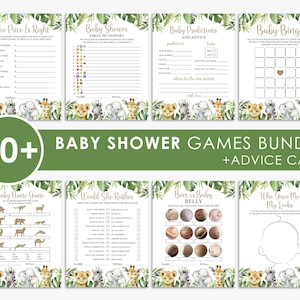 50+ safari baby shower games BUNDLE, jungle, gender neutral, baby shower games, package, boy, girl, printable, instant download