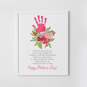 Poème de fête des mères, artisanat d'art d'empreinte de main de bouquet de fleurs pour la fête des mères, bricolage, cadeau de bébé | enfants, imprimable, TÉLÉCHARGEMENT IMMÉDIAT