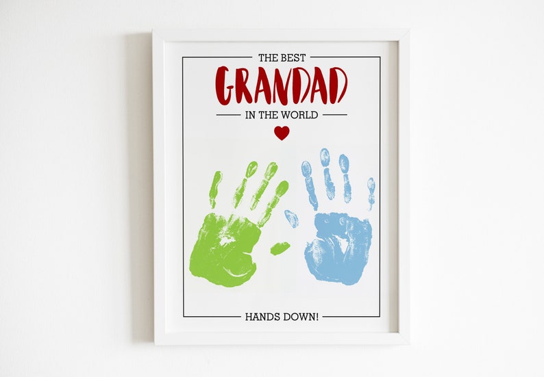 Grandfather Fathers Day Gift Handprint Art Grandpa Gift Etsy