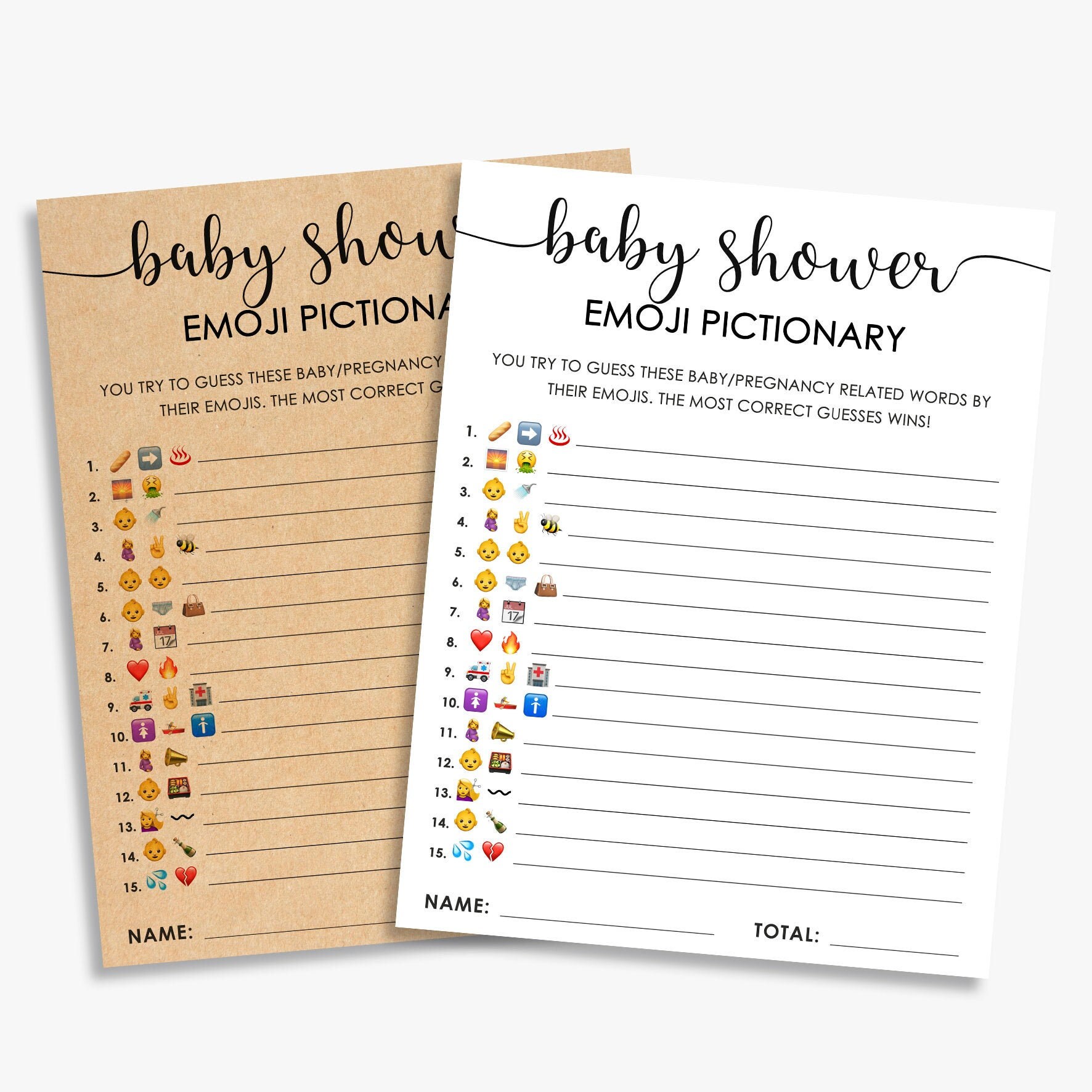 Virtual baby emoji pictionary printable emoji baby shower | Etsy