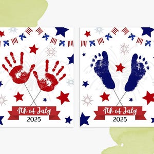 art de l&#39;empreinte de main, 4 juillet, art de l&#39;empreinte, artisanat imprimable, jour de l&#39;indépendance, décoration DIY, enfants bébé tout-petit | activités, téléchargement immédiat
