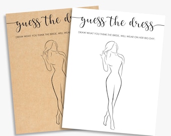 guess the dress, rustic bridal shower game, kraft + black & white, printable, INSTANT DOWNLOAD