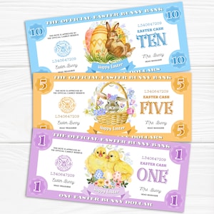 Ostern Spielgeld, Bündel, Bunny Dollar Bill Kid's Aktivität, Ostern Gutscheine, printable, bereit zu drucken, Instant Download