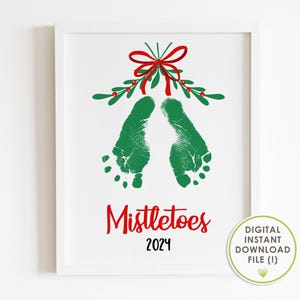 art de l'empreinte de Noël, gui, gui, artisanat de Noël pour bébé, premier Noël de bébé, souvenir, imprimable, TÉLÉCHARGEMENT IMMÉDIAT