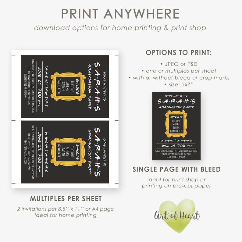 Graduation invitation friends theme graduation party Etsy