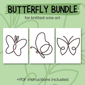 Butterflies Knitted Wire Art Template, Bundle, Spring bending Guide for Knitted Wire, Butterfly Outline, Instant Download
