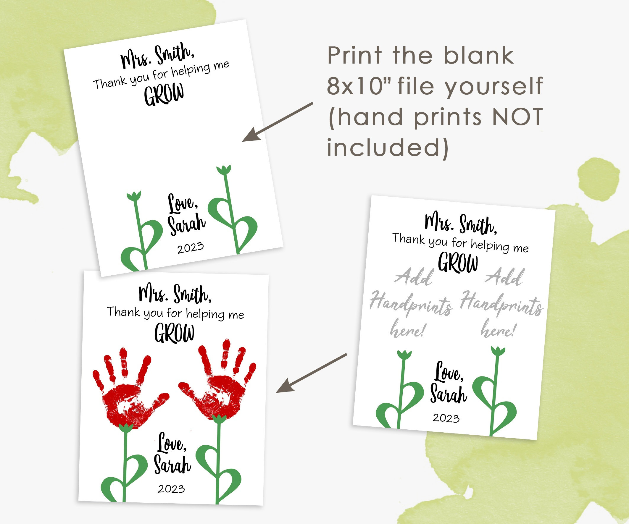 Thank You for Helping Me Grow Handprint Art Craft Kids - Etsy
