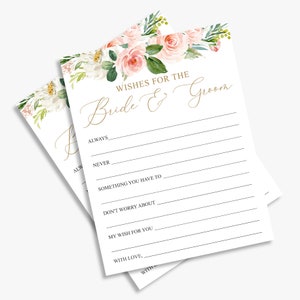 wensen voor de bruid en bruidegom, blozen bloemen, huwelijksadvieskaart, wensen voor het paar, stoffige roos, afdrukbaar, instant download