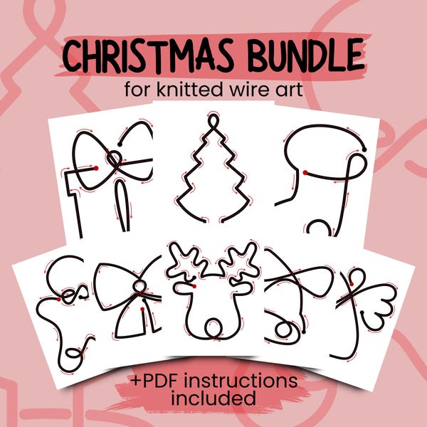 Christmas Knitted Wire Art Template, Bundle, Bending Template for Knitted Wire, DIY, Holiday Decor, Kids Craft, Tricotin ideas