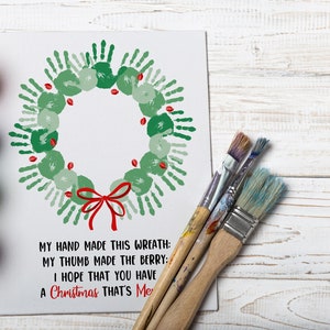 Handprint Art, Christmas Wreath Poem, Diy Postcard, Craft Gift From ...