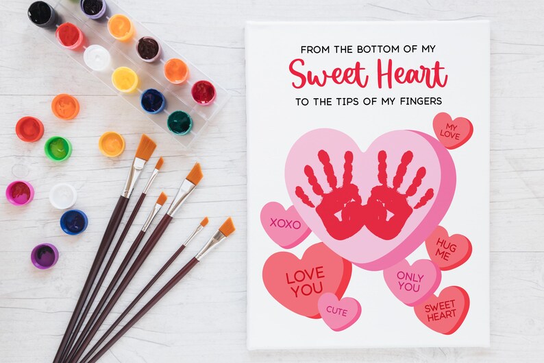Sweetheart Handprint Craft for Babies Toddlers Kids, First Valentine ...