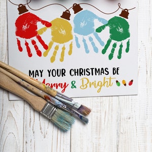 handprint christmas lights, kids crafts, merry & bright, printable, instant download image 7