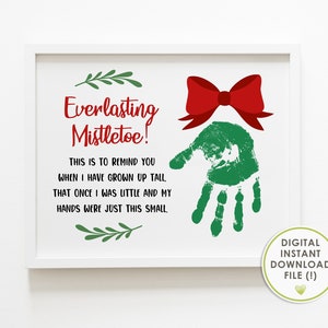 christmas handprint art, mistletoe, christmas craft for baby, baby's first christmas, keepsake, printable, INSTANT DOWNLOAD