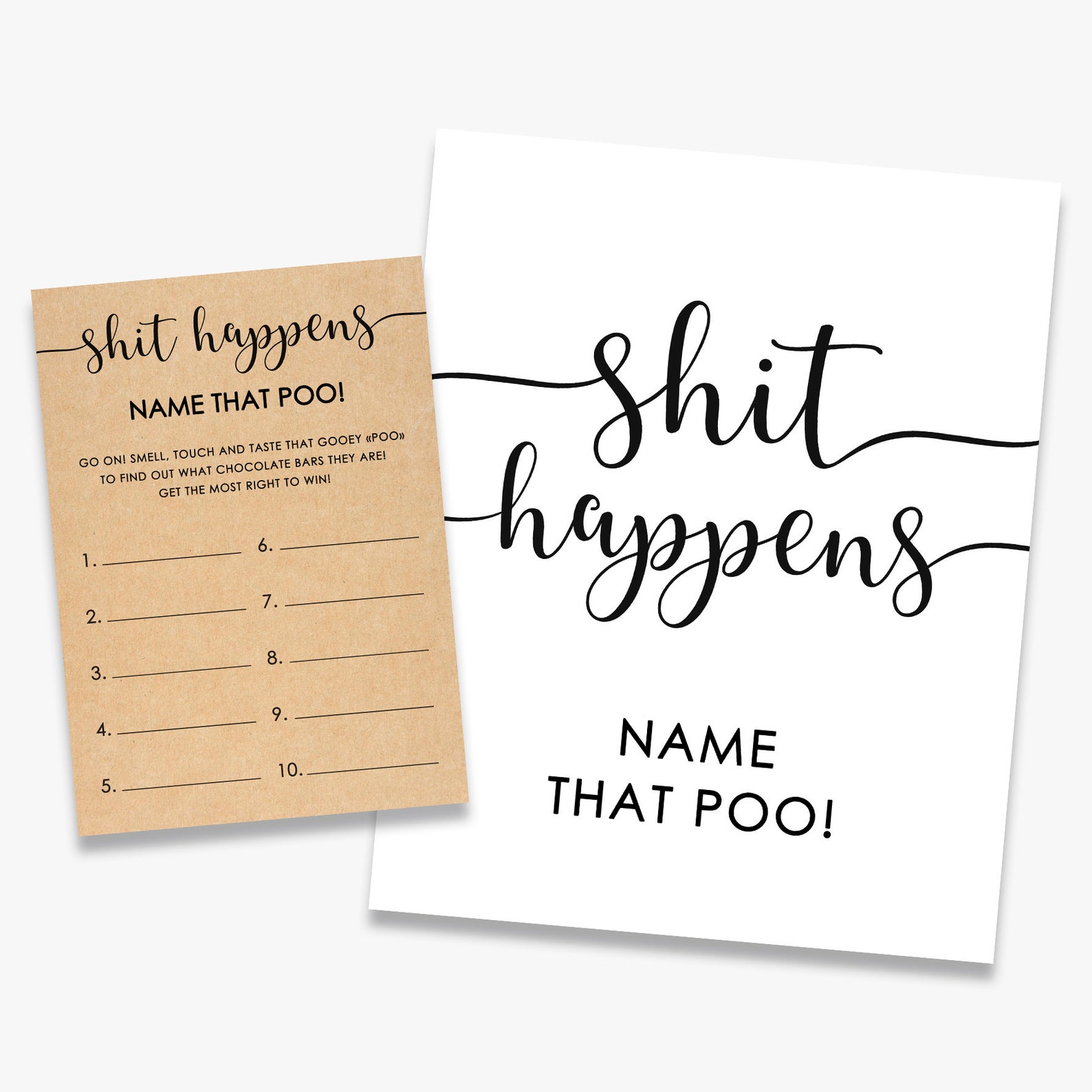 Shit Happens Baby Shower Games Kraft Rustic Funny Baby Etsy