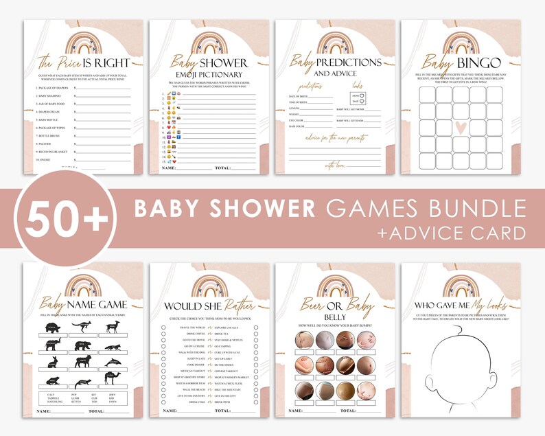 Boho Rainbow Baby Shower Games Bundle (printable, Instant Download) - Etsy