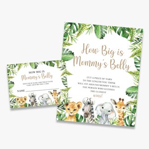 Wie groß ist Mamas Bauch, Safari-Baby-Dusche-Spiele, Dschungel, printable, sofort-Download
