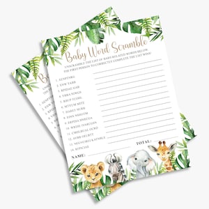 Baby Wort Buchstaben-Buchstaben, Safari-Babyparty-Buchstaben, Dschungel, zum Ausdrucken, sofortiger Download