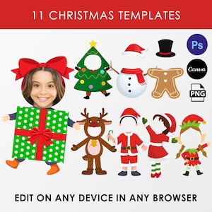 Add your Own Photo, Elf face | Snowman blank template, Bundle, Christmas Craft for Kids, Elf bulletin board, DIY, Instant Download