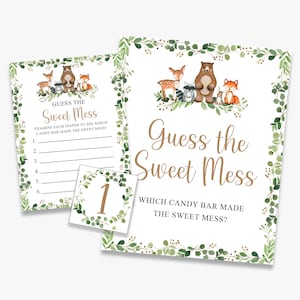 Woodland Baby Shower Game: Guess the Sweet Mess (Digital Download)