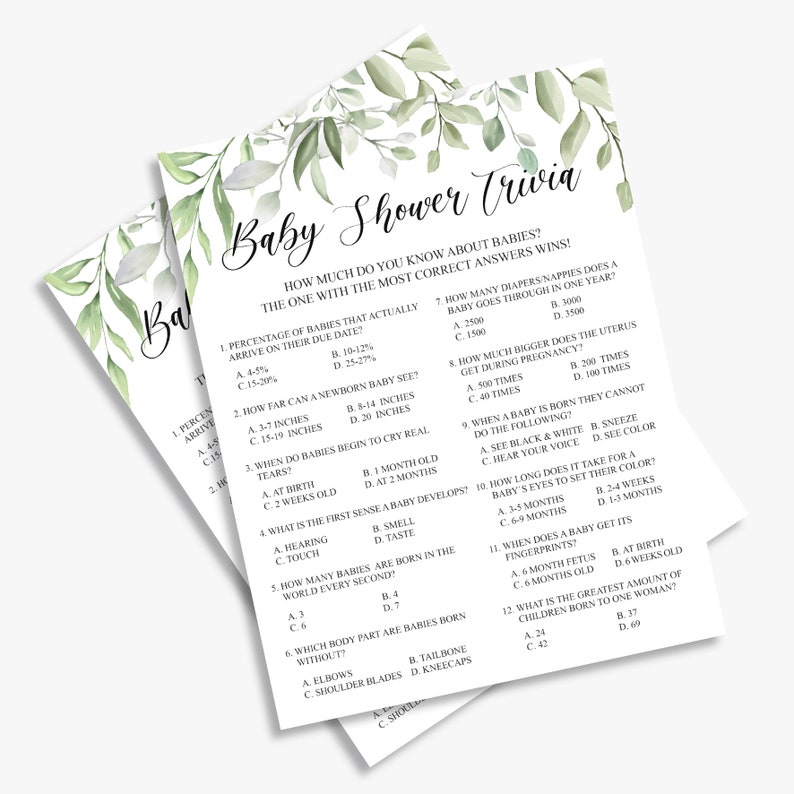 50 greenery baby shower games BUNDLE gender neutral baby Etsy