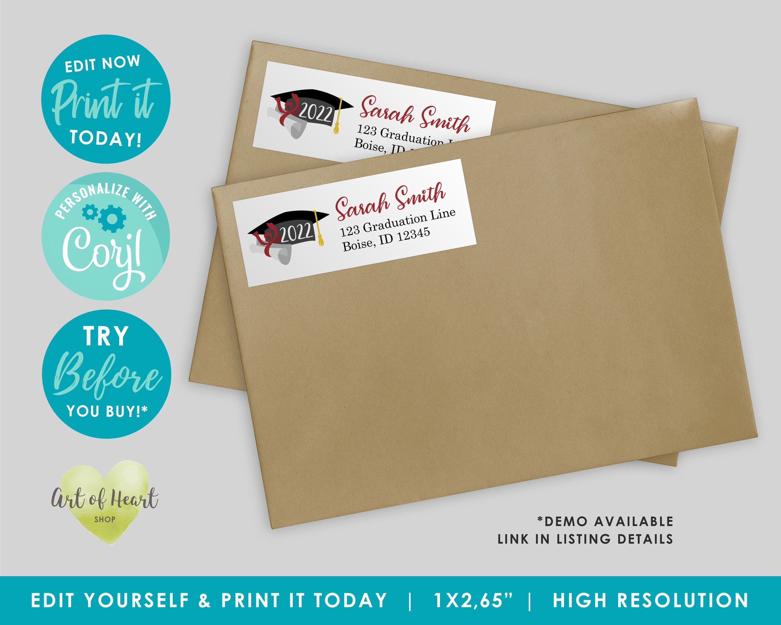 graduation address labels digital download class of 2022 etsy
