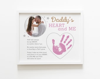 fathers day gift from daughter photo, daddy poem card, handprint art craft, personalized fathers day gift from newborn baby daughter