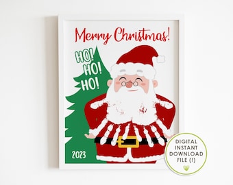 Handprint Christmas Craft, Santa Claus, Handprint Art, Christmas Keepsake, INSTANT DOWNLOAD