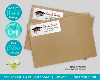 graduation address labels, DIGITAL DOWNLOAD, Class of 2023 return address labels, personalized school or college graduation address labels