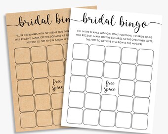 rustieke vrijgezellenfeestbingo, bruidsbingokaarten, kraftpapier + zwart-wit, afdrukbaar, instant download