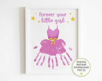 handprint art, fathers day gift from daughter, handprint craft, first fathers day gift, kids baby keepsake, forever your little girl