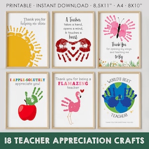 18 handafdruk kunstambacht voor leraar, BUNDEL, waarderingsweekgeschenken, dank u leraar cadeau, kleuterschool, kleuterschool, instant download