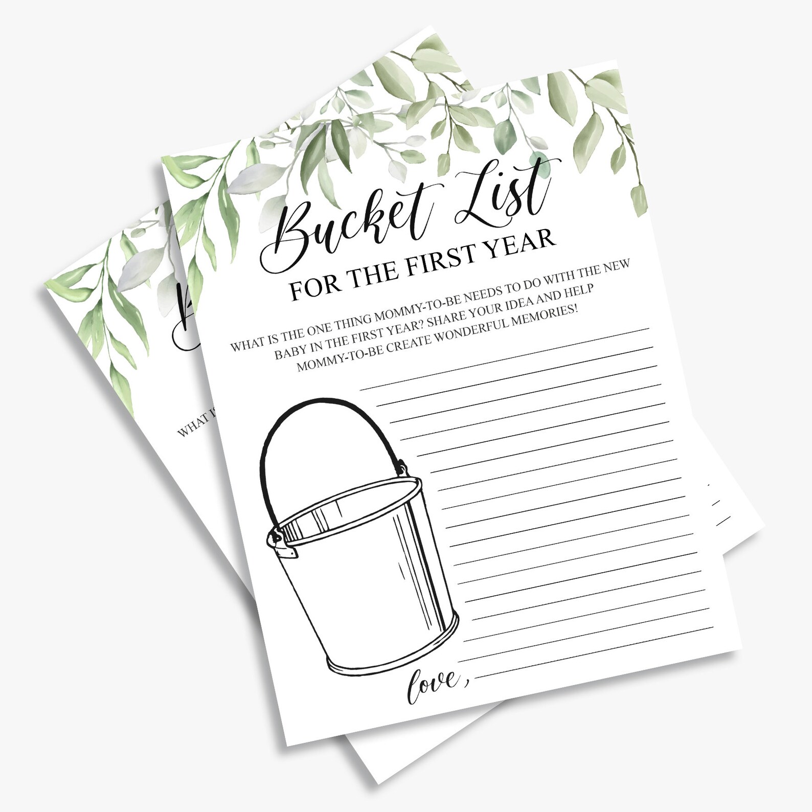 Greenery Baby Shower Game Baby Bucket List Foliage Leaves Etsy