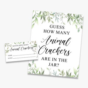 raad hoeveel crackers er in de pot zitten, groen babyshowerspel, bord + kaarten, afdrukbaar, direct downloaden