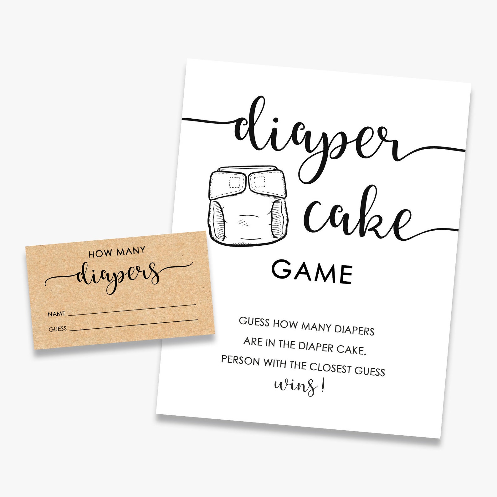 Diaper Cake Game Rustic Baby Shower Guess How Many Diapers Etsy Australia