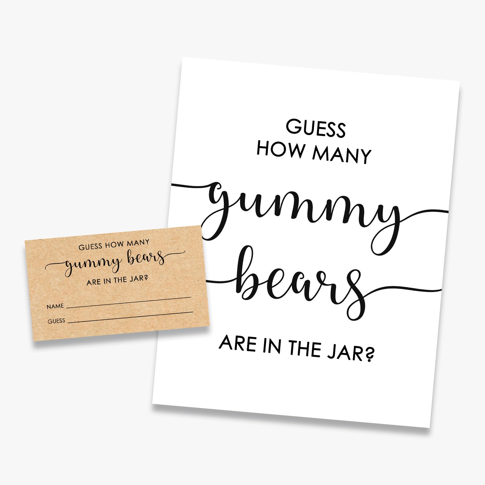 Guess How Many Bears Are in the Jar Printable Rustic Baby Etsy