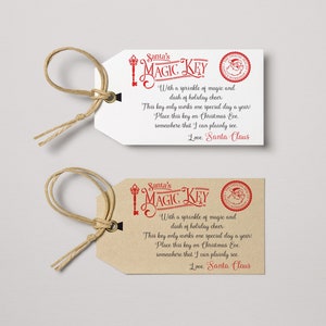 Printable Santa Magic Key Tag, Handmade Christmas Key Tag, Santa's Key ...