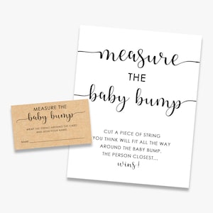 Misurare il pancione, baby shower rustico, kraft e bianco e nero, quanto è grande la pancia della mamma, genere neutro, stampabile, download immediato