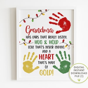 christmas gift for grandma, from kids | from toddlers, handprint art, christmas poem, diy, craft, keepsake, printable, INSTANT DOWNLOAD