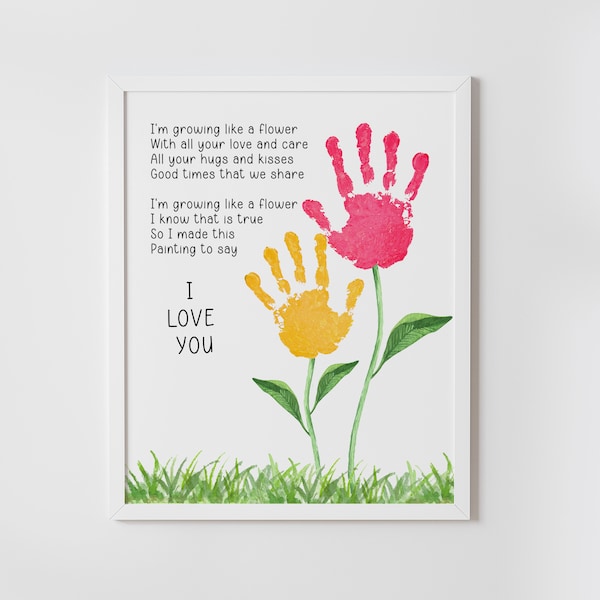 Mothers Day Handprint Art Poem, Flower bouquet craft for mom | for grandmother, DIY, gift from baby | kids, printable, INSTANT DOWNLOAD