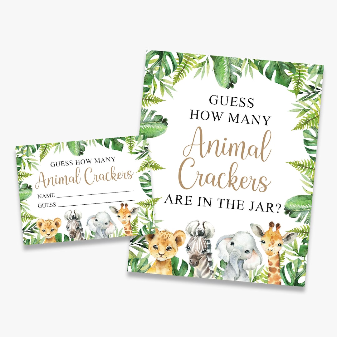 Guess How Many Animal Crackers in the Jar, Safari Baby Shower Game