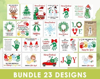 BIG BUNDLE, christmas handprint & footprint art, preschool holiday keepsake crafts for kids, printable, Instant Download