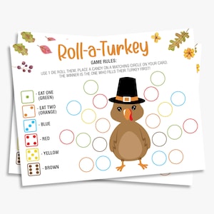 Roll a Turkey, thanksgiving game for kids, thanksgiving games, Dice Game, last minute, activity, Turkey Day, printable, Instant Download