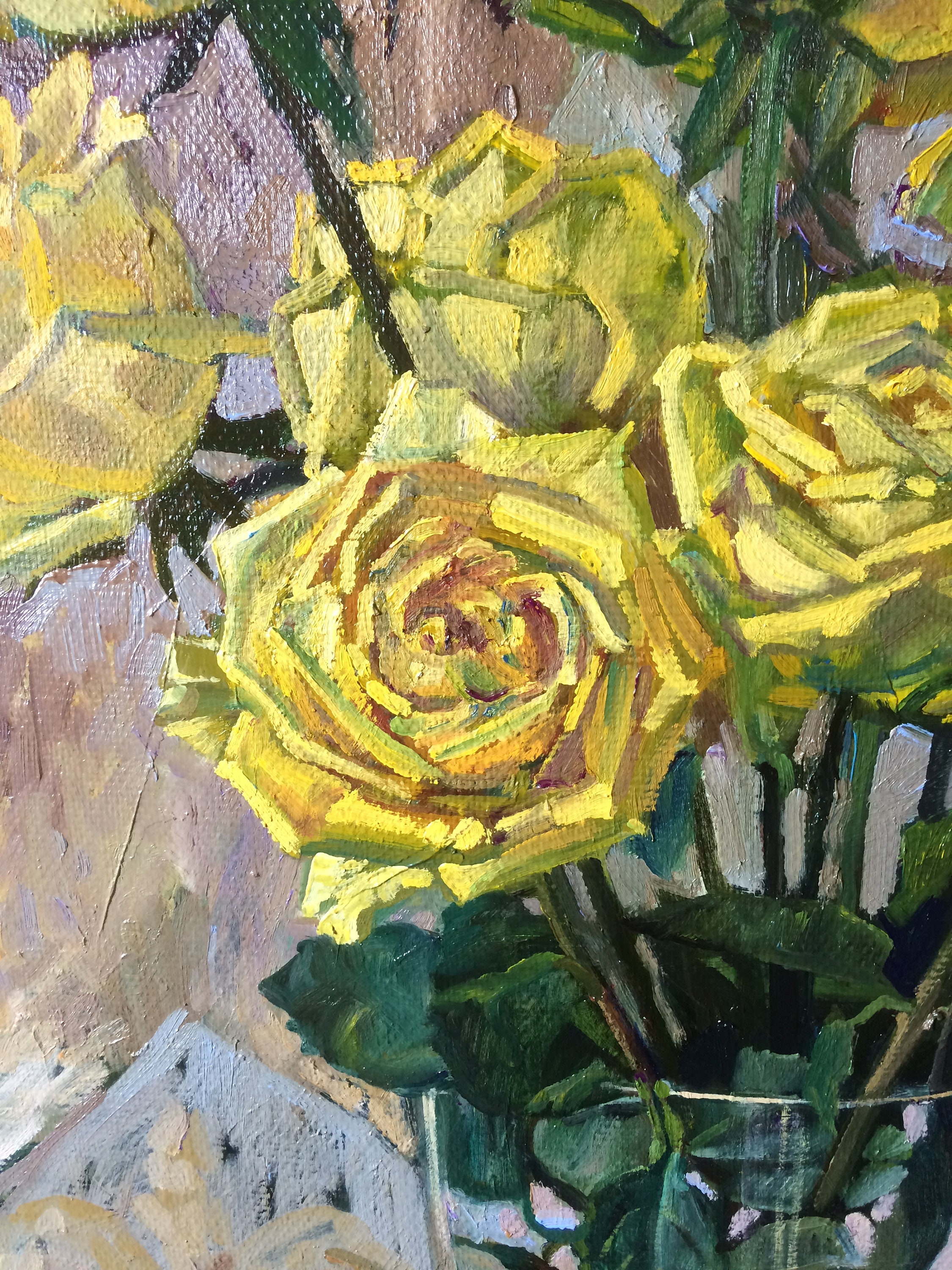 Original Oil Painting Yellow Roses Golden Roses in a vase Etsy