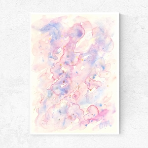 Abstrakte Pastell Lila Rosa Lila Aquarell Originalgemälde Moderne Pastell Wandkunst Goldene Pastell Kunstwerk Bunte Pastellwandkunst
